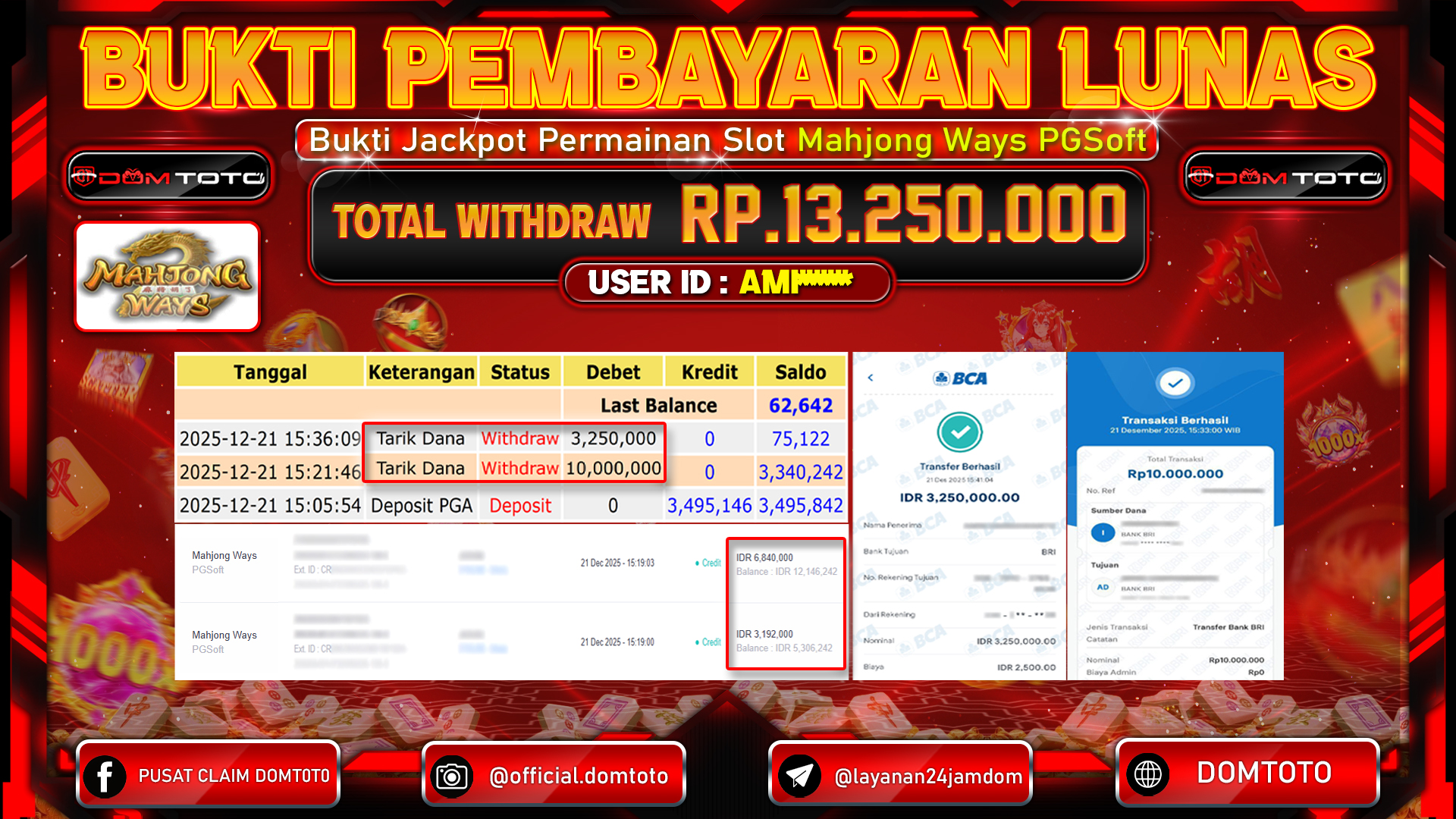 JACKPOT SLOT Mahjong Ways PGSoft 21 DECEMBER 2025